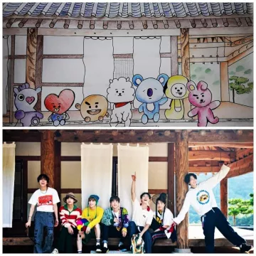 The beanie striped multi-coloured worn by Suga on the account Instagram of @nahid.yung