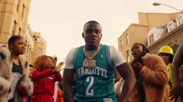 The blue jersey Charlotte worn by DaBaby in DaBaby - BOP on Broadway (Hip Hop Music)