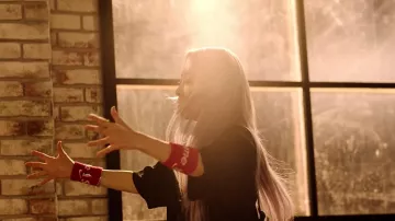 Supreme x Nike red wristbands of Moonbyul in [MV] 마마무(MAMAMOO) - HIP