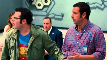 Slim-Fit Long-Sleeve Gingham Plaid Poplin Shirt worn by Brenner (Adam Sandler) in Pixels