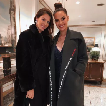 The coat moumoute faux fur black worn by Iris Mittenaere on the account Instagram of @irismittenaeremf 