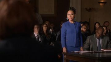 Escada Blue Bera Wool Snap-Front Jacket worn by Tegan Price (Amirah Vann) in How to Get Away with Murder Season 6 Episode 8