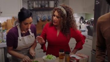 Elle Tahari Red Natanya Dress worn by Griselda (Diana-Maria Riva) in Sunnyside Season 1 Episode 8