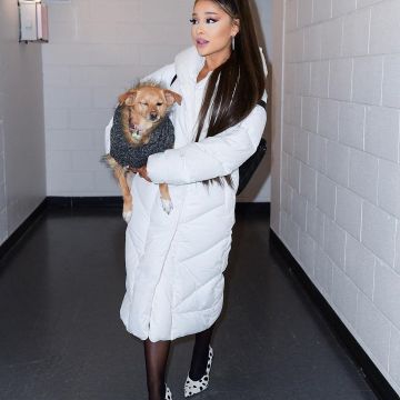 Wilfred Le Duvet Manteau Long en Duvet d'Oie Pompe porté par Ariana Grande Charlottesville 15 novembre 2019