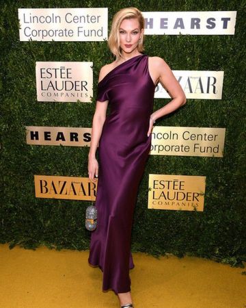 Cushnie One Shoul­der Draped Silk Satin Gown worn by Karlie Kloss Lincoln Center Corporate Fashion Gala November 18, 2019