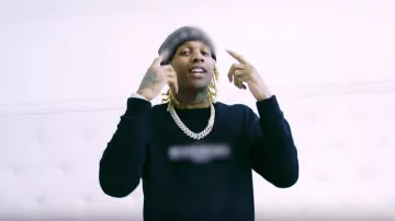 Givenchy Black logo cashmere and cotton worn by Lil Durk in his Last Name Official Music Video feat. Lil Durk