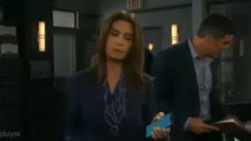 Bcbgmaxazria Navy Trimmed Blaz­er worn by Hope Brady (Kristian Alfonso) as seen on Days of Our Lives November 20, 2019