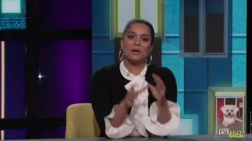 Alice + olivia Justi­na Sweater worn by Lilly Singh on A Little Late with Lilly Singh November 13, 2019