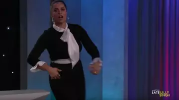 Alice + olivia Mer­e­na Tie Trousers worn by Lilly Singh on A Little Late with Lilly Singh November 13, 2019