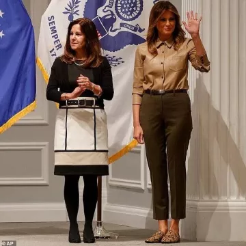 Zara Snake Print Loafers worn by Melania Trump American Red Cross National Headquarters in Washington, D.C. November 20, 2019