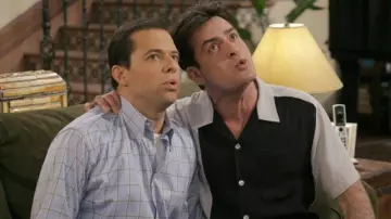 Color Block button shirt worn by Charles "Charlie" Harper (Charlie Sheen) as seen in Two and a Half Men