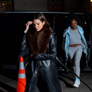 Magda Butrym Ohio Leather Coat worn by Kendall Jenner New York City November 22, 2019