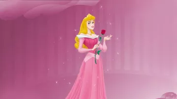 La princesa Aurora (Mary Costa) se viste con la Bella Durmiente