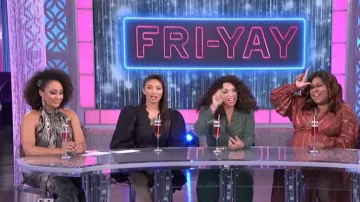 Bcbgmaxazria Hal­ter Sleeve­less Wo­ven Top worn by Tamera Mowry on The Real November 24,2019