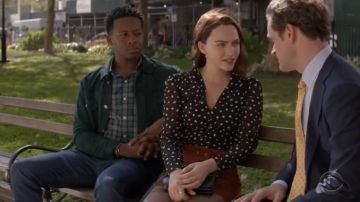 Rebecca Taylor Long Sleeve Spotted V Neck Top worn by Cara Bloom (Violett Beane) in God Friended Me Season 2 Episode 9