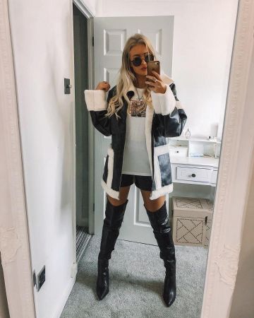 Pretty Little Thing Black Jacket of Helena on the Instagram account @helenacritchley