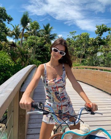 Reformation No­ha Dress worn by Emily Ratajkowski Instagram Pic November 26, 2019