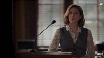 The kooples Striped Print­ed Shirt worn by Sydney Strait (Caitlin McGee) in Bluff City Law Season01 Episode10