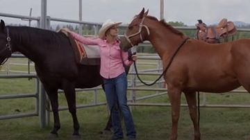 Wrangler Pink Western Long Sleeve Snap Shirt usado por Amy Fleming (Amber Marshall) en Heartland Temporada 13 Episodio 10