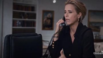 Gucci Silk Crepe De Chine Button Front Blouse worn by Elizabeth McCord (Téa Leoni) in Madam Secretary Season 6 Episode 8