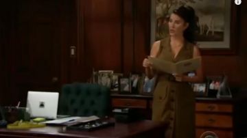 Nicholas Belt­ed But­ton Up Silk Twill Mi­di Dress worn by Steffy Forrester (Jacqueline MacInnes Wood) as seen on The Bold and the Beautiful November 27, 2019