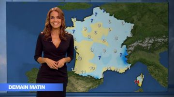 La Robe ajustée col croisé 3 boutons noir femme de Cali Morales dans Météo de M6