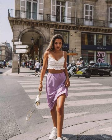 The satin skirt parma range by Wendy Swan's account on the Instagram of @wendyswan