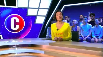 The V neck sweater fitted, 100% cashmere of Alessandra Sublet's in It is Canteloup the 02.12.2019