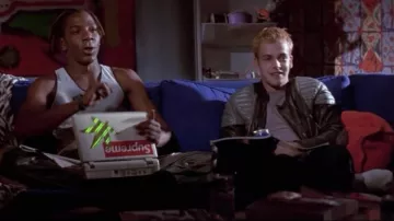Supreme Sticker on the computer of Nikon (Laurence Mason) as seen in Hackers 