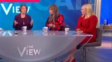 Elie tahari Char­lotte Wrap Dress worn by Meghan McCain on The View December 2, 2019