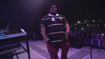 Polo Raplh Lauren Bear Rugby Striped Shirt of Rod Wave in the music video Rod Wave - Dark Clouds (Official Music Video)