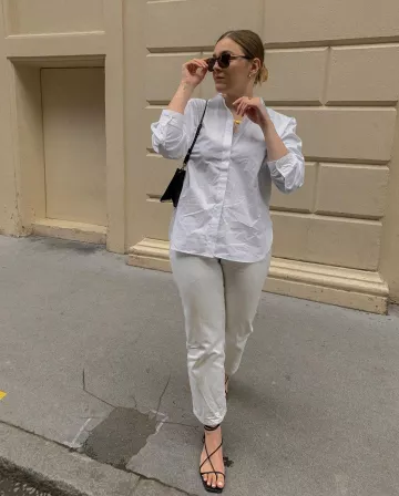 Everlane White Shirt of Alix on the Instagram account @icovetthee