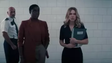 Navy Blue ribbed dress worn by Madeleine Swann (Léa Seydoux) in No Time To Die