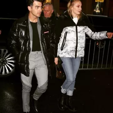Black Anthem Jacket worn by Joe Jonas Attending a Showing of Hadestown on Broadway December 1, 2019