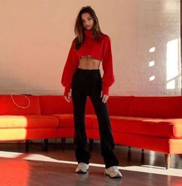 Nike M2K Tekno Leather And Neo­prene Sneak­ers worn by Emily Ratajkowski Instagram December 3, 2019