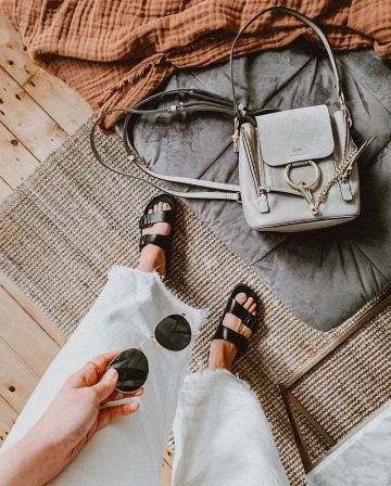 Grey Mini Backpack of Alix on the Instagram account @icovetthee