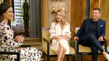 Ba&Sh Em­broi­ded Dress worn by Kelly Ripa on LIVE with Kelly and Ryan December 5, 2019