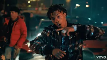 Amiri Black Bomber Jack­et of Lil Baby in the music video Lil Baby - Woah (Official Music Video)