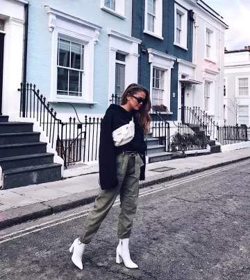 Pantalones utilitarios de Emma Graceland en la cuenta de Instagram @emmagraceland