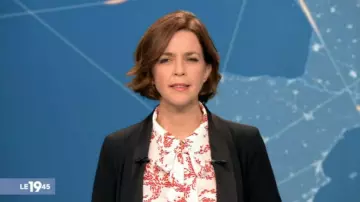 The shirt collar ascot print of Nathalie Renoux in The 12:45, M6