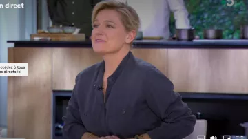 Anne-Élisabeth Lemoine's Mali viscose combi-pants en viscosa con mangas largas de ceniza en C à vous