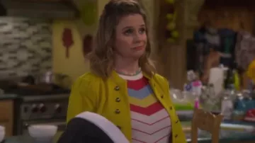 Modcloth Ivory Multi Sweater usado por Kimmy Gibbler (Andrea Barber) en Fuller House Temporada 5 Episodio 3