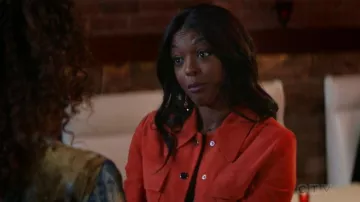 Ganni Orange Salvia Suede Jacket worn by Ali Finer (Javicia Leslie) in God Friended Me Season 2 Episode 10