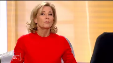 Pullover round neck 100% baby cashmere red de Claire Chazal in free Entrance the 10.12.2019