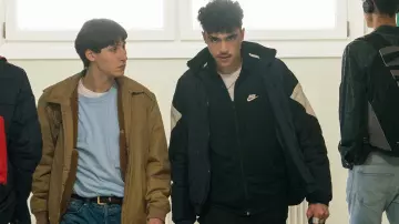 The black jacket Nike Sofiane (Carl Malapa) in Fatal (S01E02)