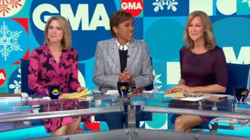 Michael kors Plaid Laine Enfoncé Blazer porté par Robin Roberts sur Good Morning America, le 9 décembre 2019