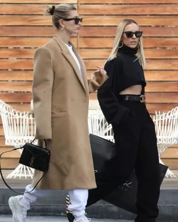 Saint Laurent Cassandra Bag worn by Hailey Baldwin Beverly Hills December 10, 2019