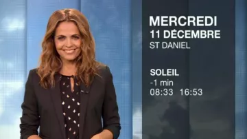 Le Top noir brodé de Cali Morales dans la Météo de M6