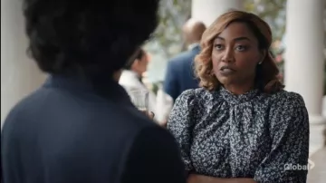 Kate Spade Green Floral Mini Dress worn by Daisy Grant (Patina Miller) in Madam Secretary Season 6 Episode 10