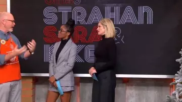 Maje White and Black Checked Shorts worn by Keke Palmer on Good Morning America December 10, 2019